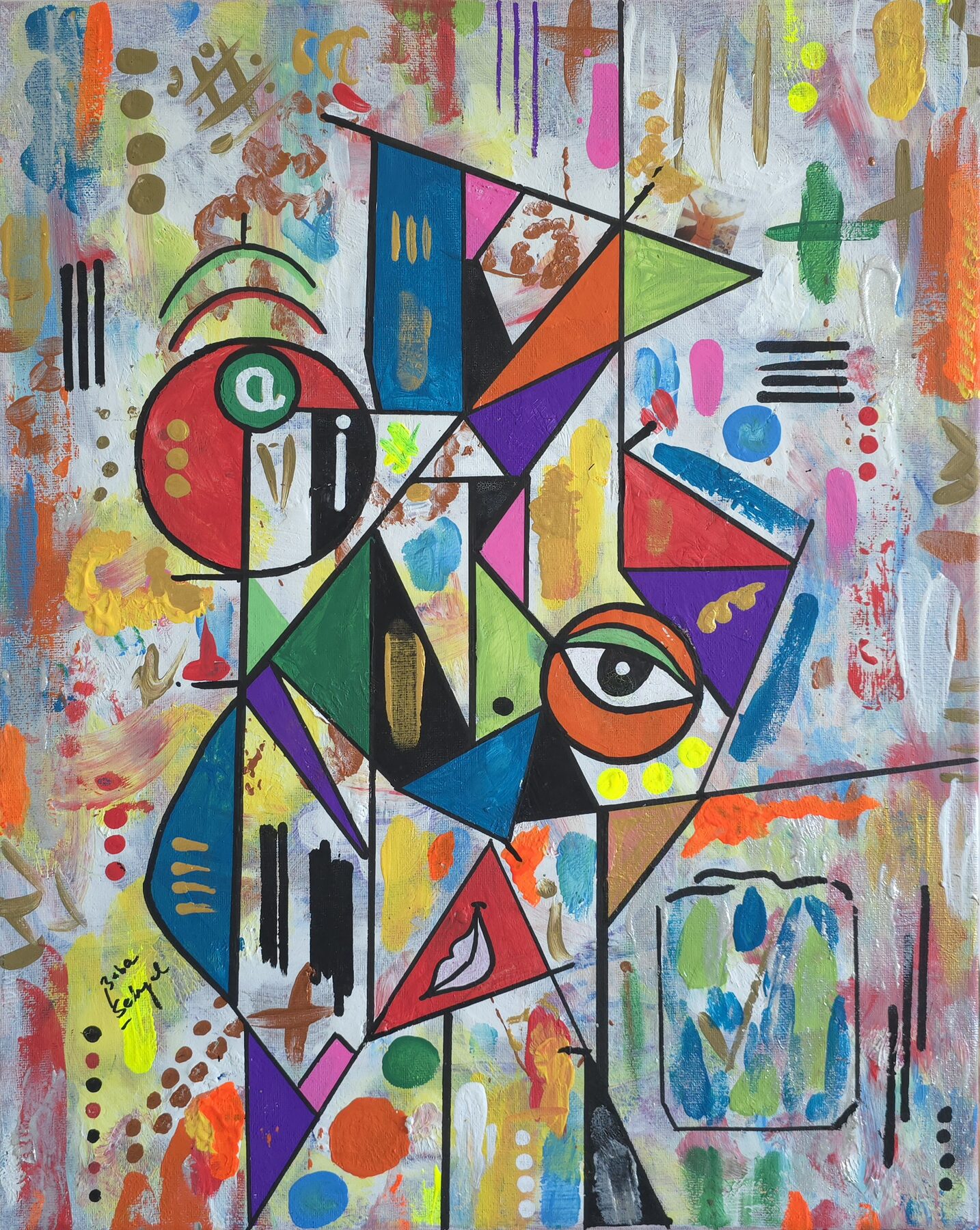 Acrylic & Mixed Media on Canvas painting titled 'AI Backend', 16 × 20 in, by Baba Sehgal