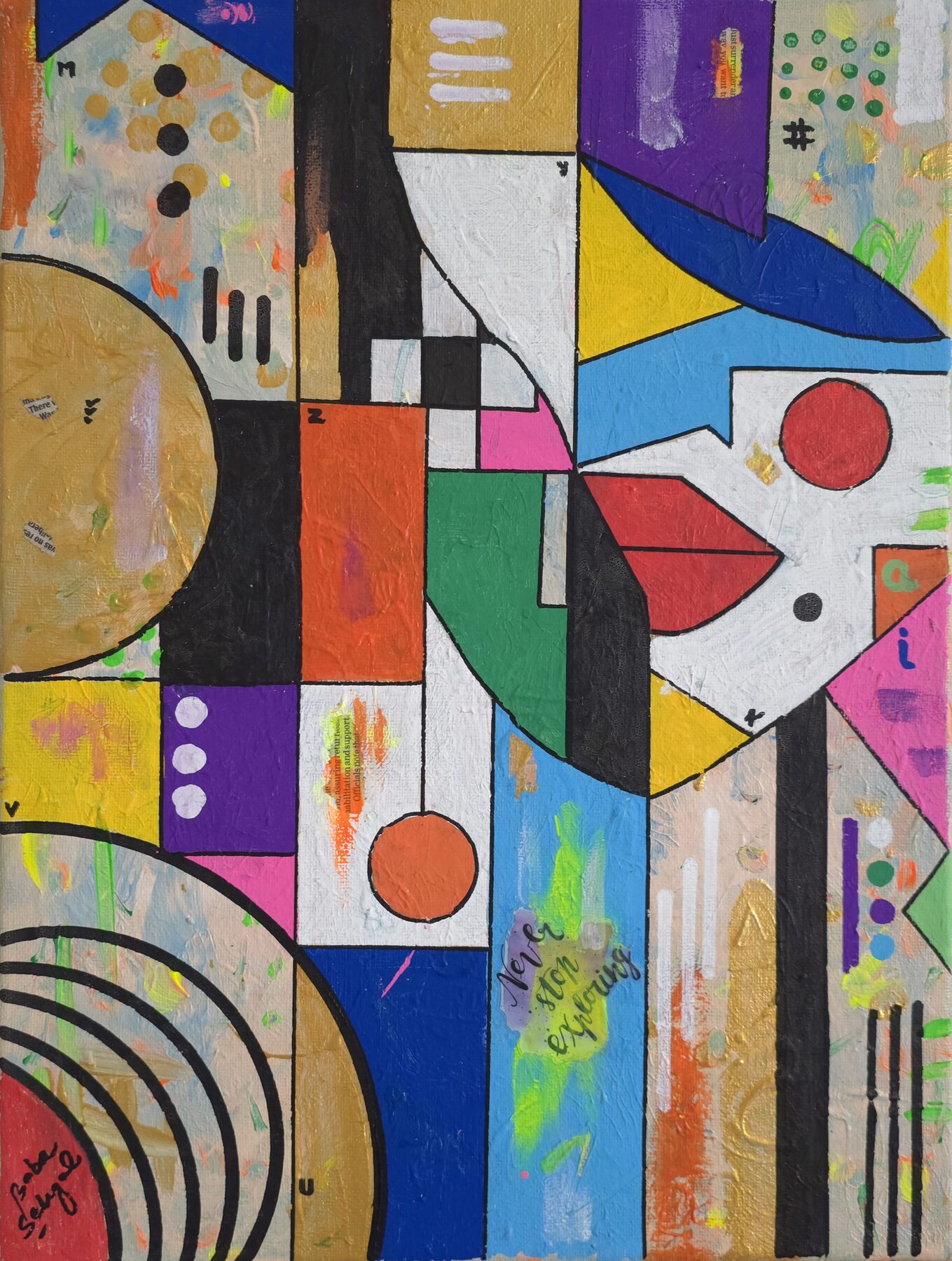 Acrylic & Mixed Media on Canvas painting titled 'AI Explore', 12 × 16 in, by Baba Sehgal
