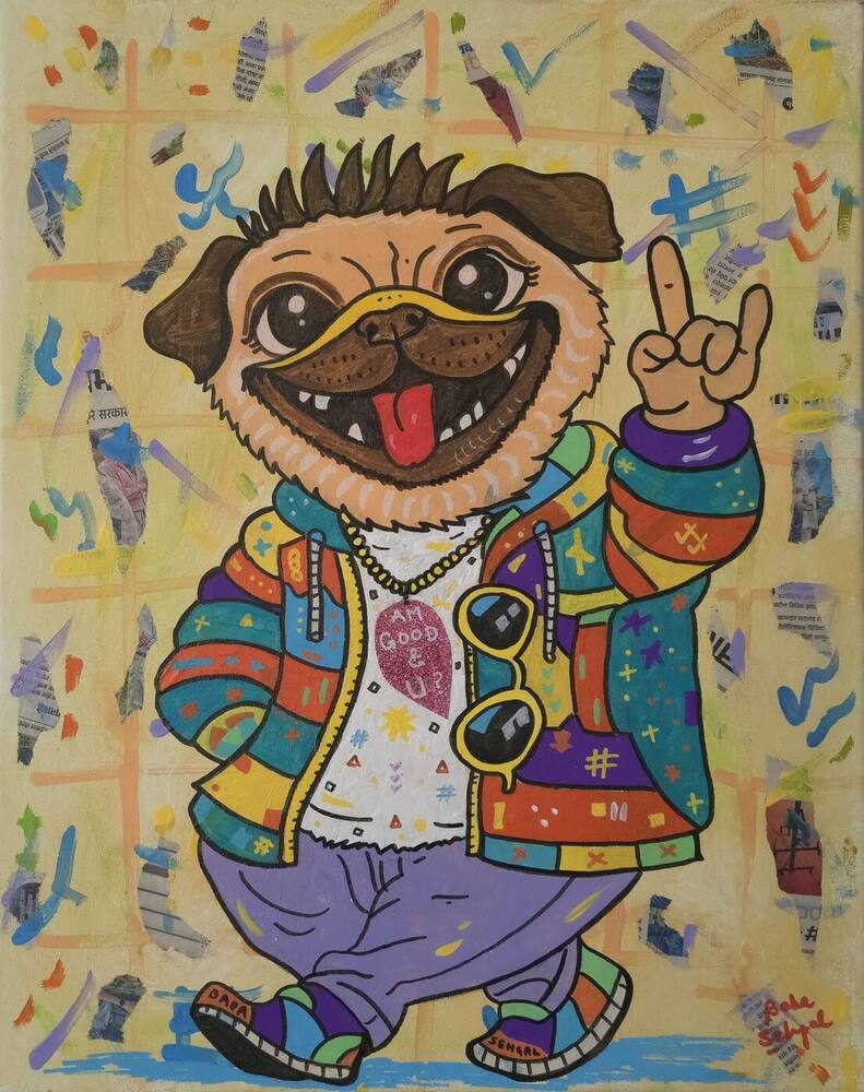 Acrylic & Mixed Media on Canvas painting titled 'Am Good & U ?', 16 × 20 in, by Baba Sehgal