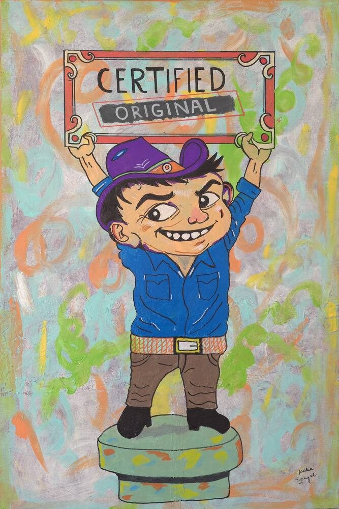Acrylic & Mixed Media on Canvas painting titled 'Certified Original', 24 × 36 in, by Baba Sehgal