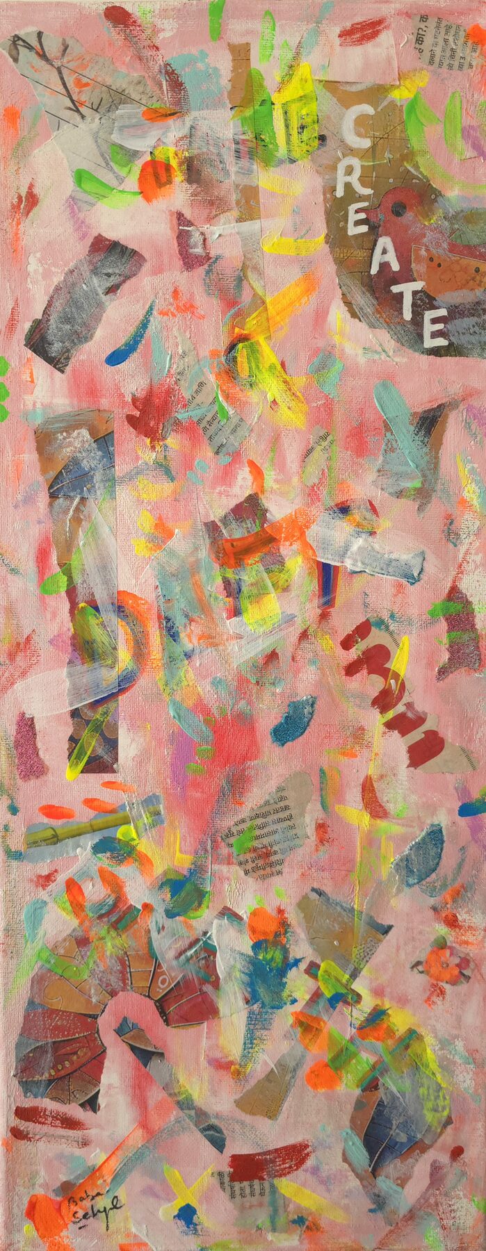 Acrylic & Mixed Media on Canvas painting titled 'Create', 8 × 20 in, by Baba Sehgal