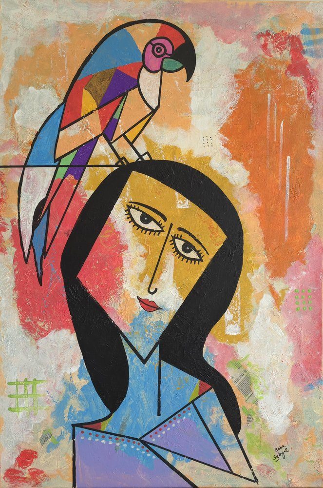 Acrylic & Mixed Media on Canvas painting titled 'Free Spirit', 24 × 36 in, by Baba Sehgal