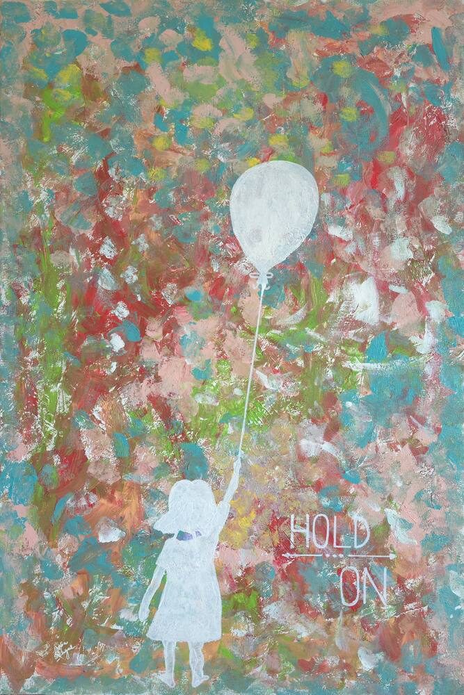 Acrylic & Mixed Media on Canvas painting titled 'Hold On', 24 × 36 in, by Baba Sehgal