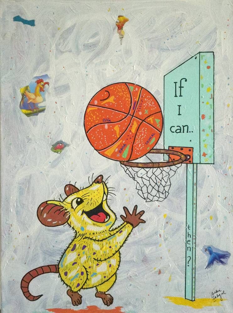Acrylic & Mixed Media on Canvas painting titled 'If I Can... Then?', 18 × 24 in, by Baba Sehgal