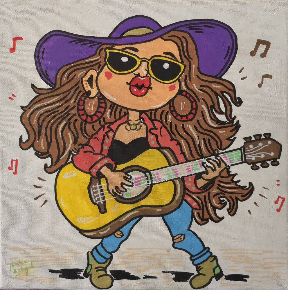 Acrylic on Canvas painting titled 'Let's Rock', 12 × 12 in, by Baba Sehgal