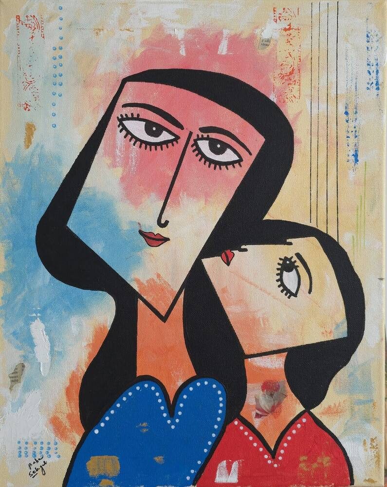 Acrylic on Canvas painting titled 'Looking Up', 16 × 20 in, by Baba Sehgal