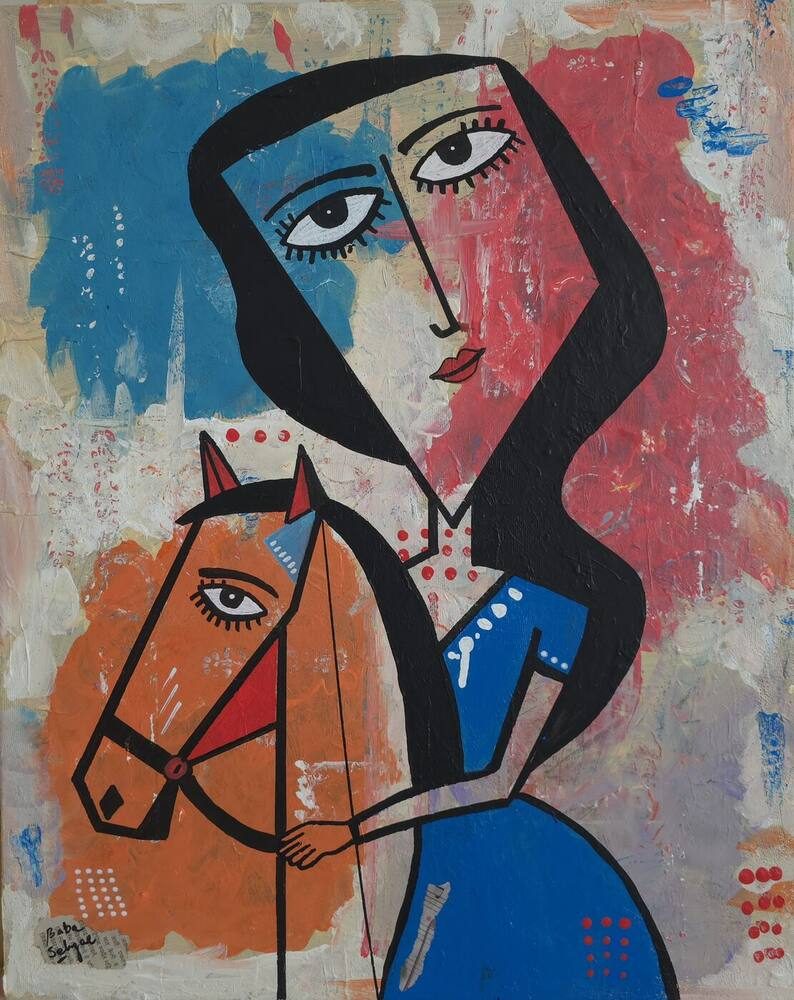 Acrylic & Mixed Media on Canvas painting titled 'Ride Together', 16 × 20 in, by Baba Sehgal