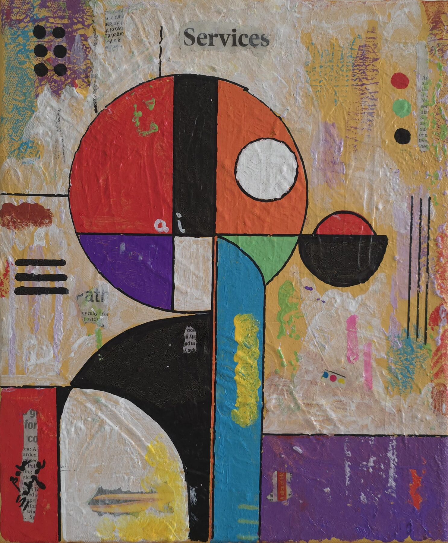 Acrylic & Mixed Media on Canvas painting titled 'Service Mode', 10 × 12 in, by Baba Sehgal