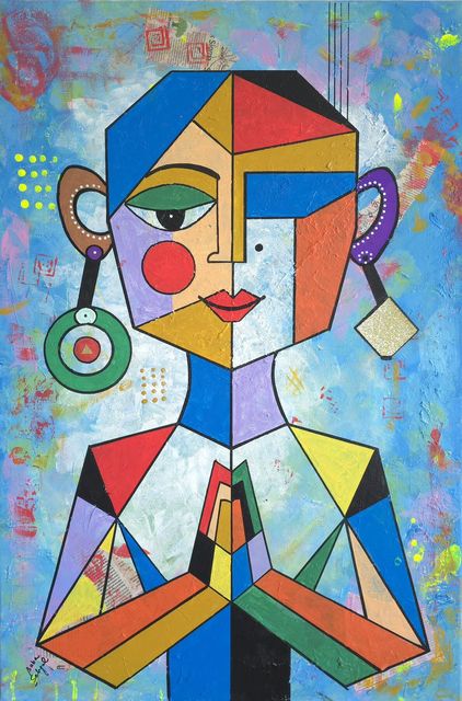 AI Namaste, Acrylic & Mixed Media on Canvas, by Baba Sehgal
