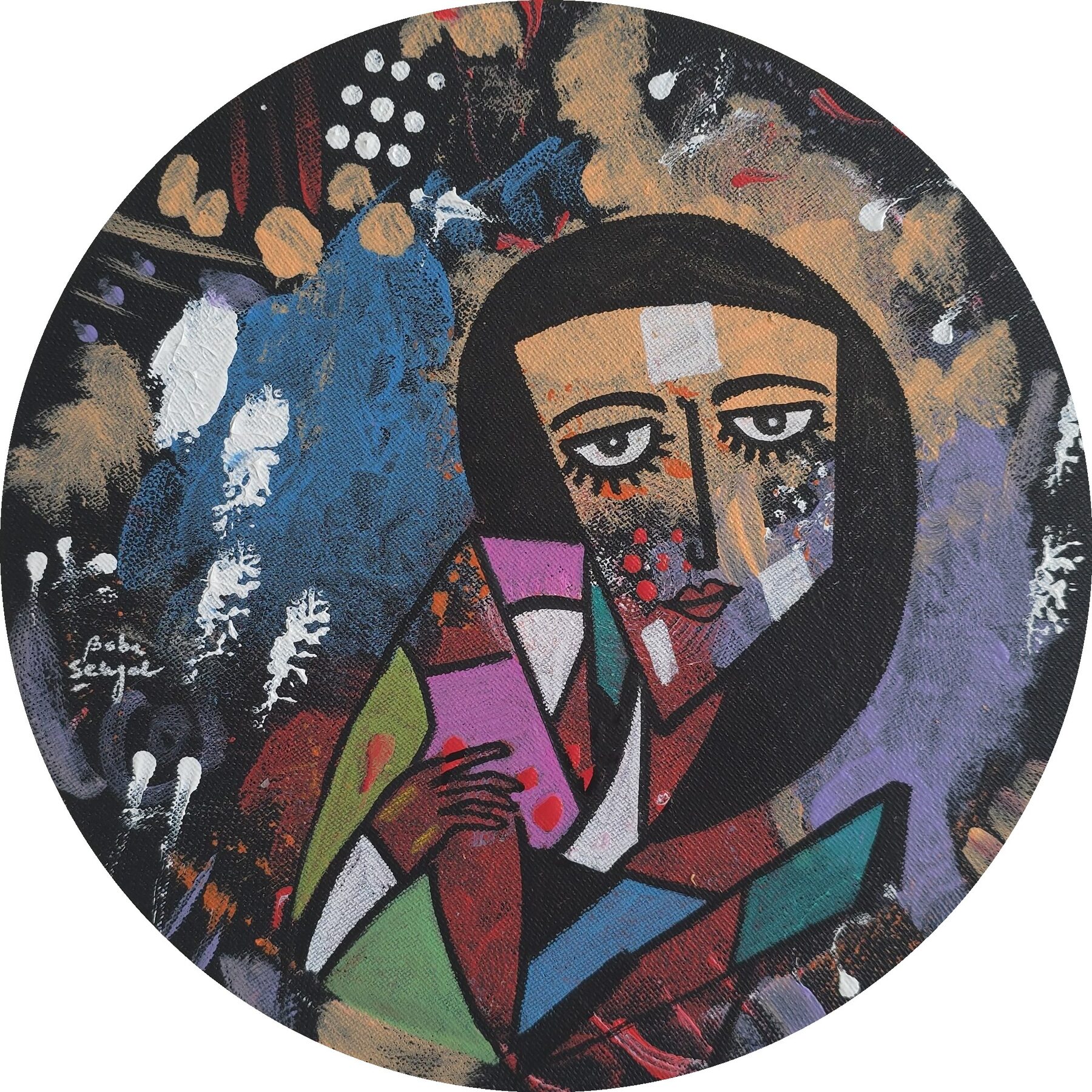 Acrylic & Mixed Media on Canvas painting titled 'Within', 10 in diameter, by Baba Sehgal